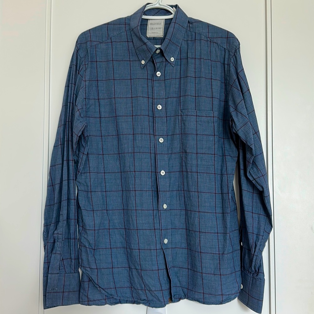 Like New Billy Reid Standard Cut Medium Plaid Cotton Button-Up Shirt